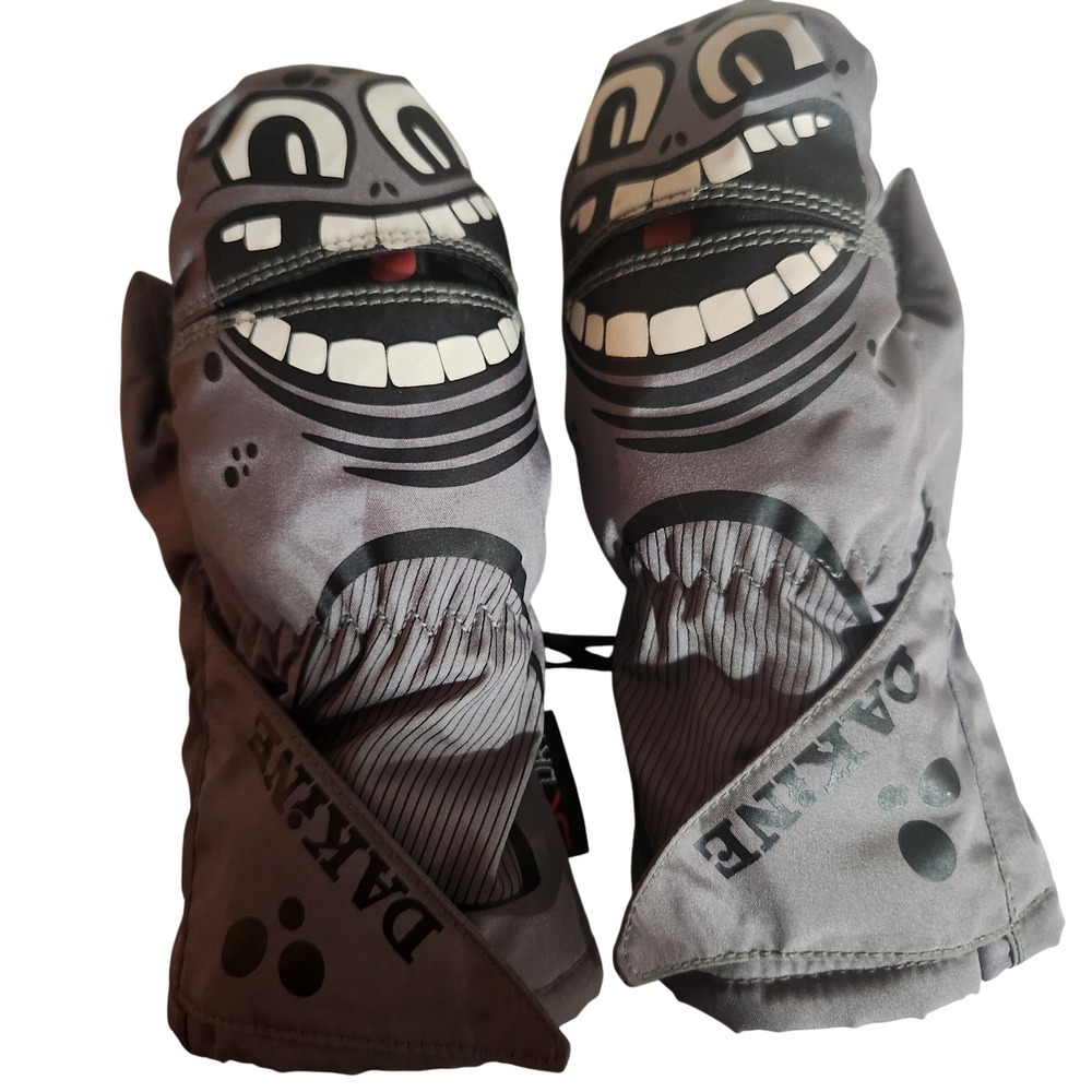 Dakine Toddler Scruffy Monster Mittens Grey‎ Insulated Winter Snow Gloves S 1-2Y